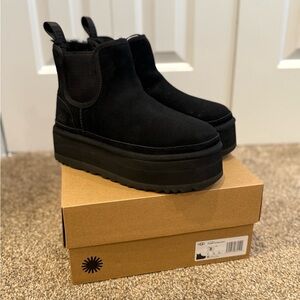 UGG Black Suede Platform Boots